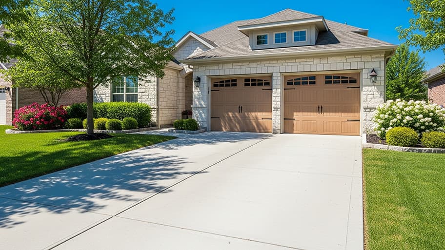 Freshly cleaned residential exterior and driveway